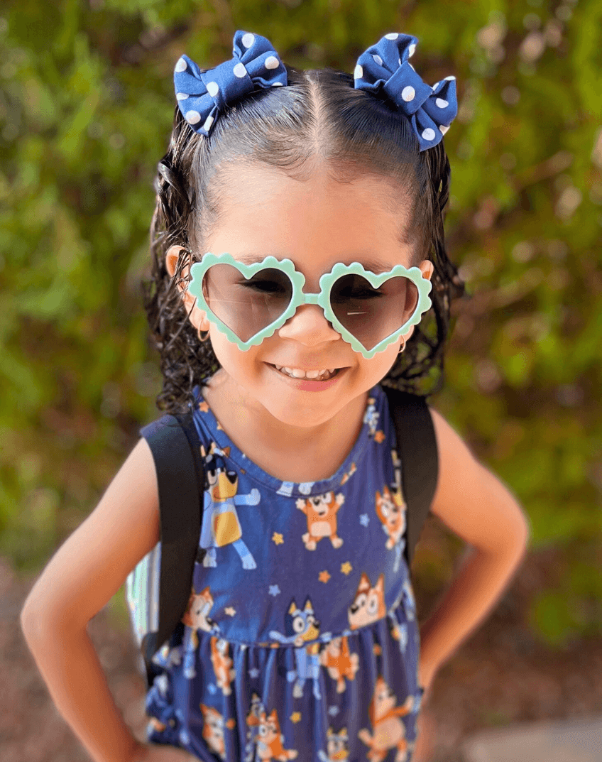 Blue Polka Dot Bow Clips