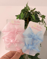 Blushing Petal Shimmer Bow Clips