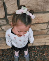 Blushing Petal Shimmer Bow Clips