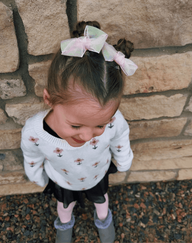 Blushing Petal Shimmer Bow Clips
