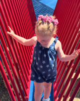 Classic Americana Stripe Bow Clips