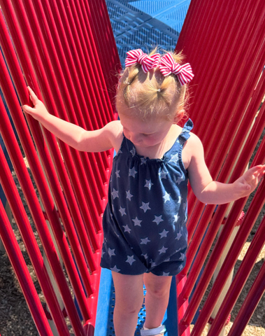 Classic Americana Stripe Bow Clips
