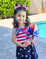 Classic Americana Stripe Bow Clips