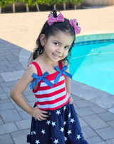 Classic Americana Stripe Bow Clips