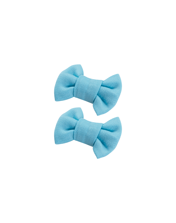 Aqua Blue Bow Clips