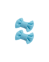 Aqua Blue Bow Clips