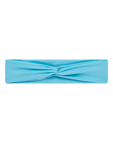 Handmade soft stretchy aqua blue mom headband front view for mommy and me matching by By Bella Boutique