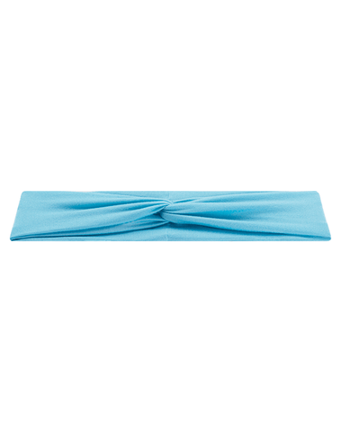 Handmade soft stretchy aqua blue mom headband angle view for mommy and me matching by By Bella Boutique