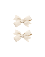 Beige Grosgrain Bow Clips