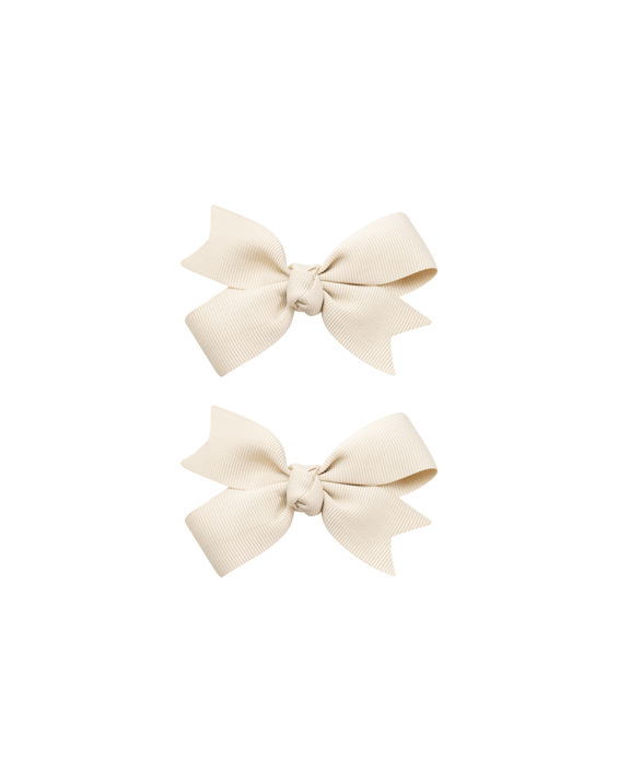 Beige Grosgrain Bow Clips