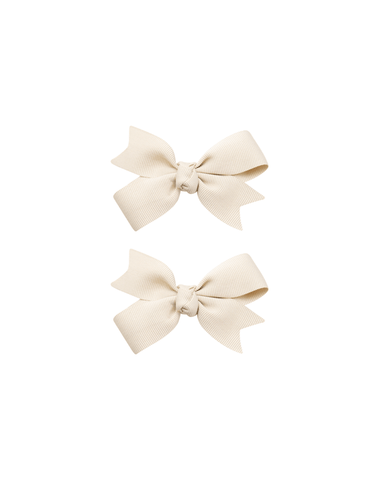 Beige Grosgrain Bow Clips