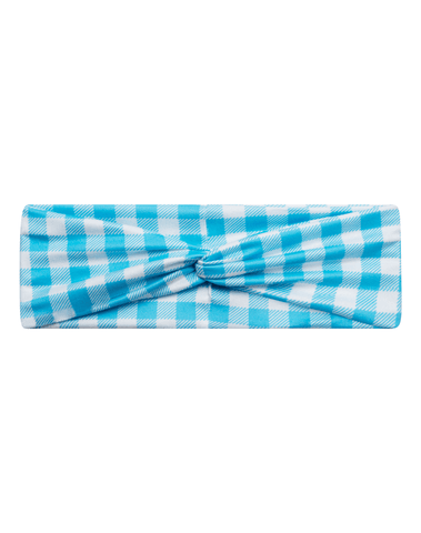 Blue Gingham Mom Headband