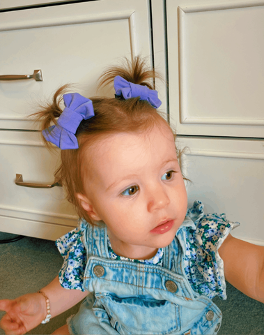 Blue Lilac Bow Clips