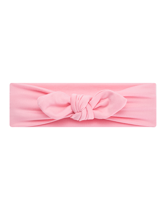 Handmade soft stretchy bubblegum pink headband front view for babies and toddlers by By Bella Boutique