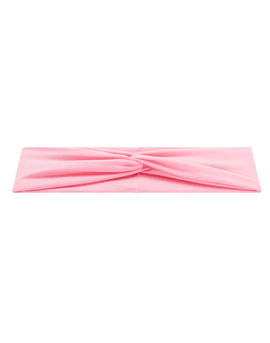 Handmade soft stretchy bubblegum pink mom headband angle view for mommy and me matching by By Bella Boutique