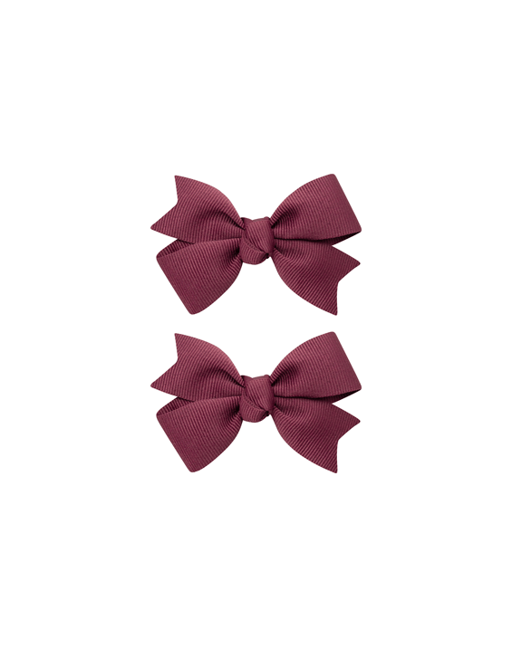 Burgundy Grosgrain Bow Clips