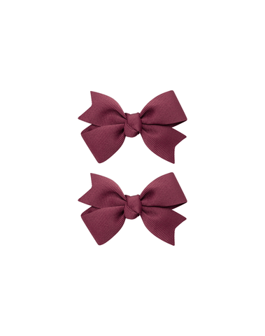 Burgundy Grosgrain Bow Clips
