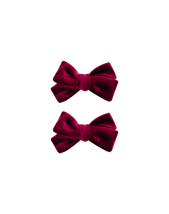 Burgundy Velvet Bow Clips