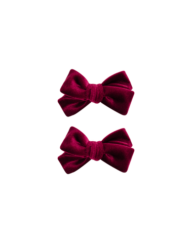 Burgundy Velvet Bow Clips