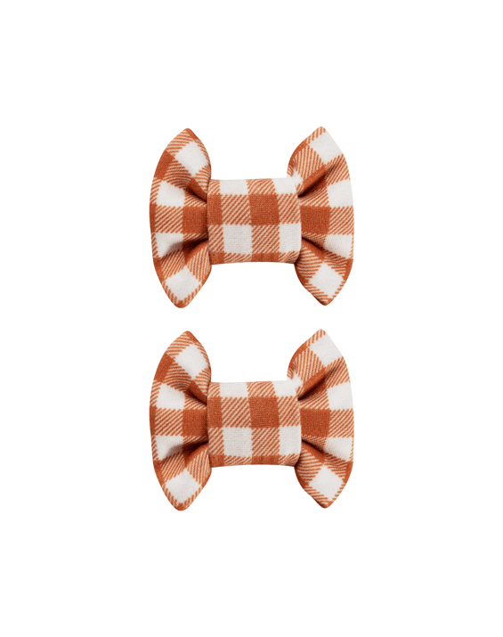 Cider Gingham Bow Clips