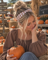 Brown Gingham Mom Headband