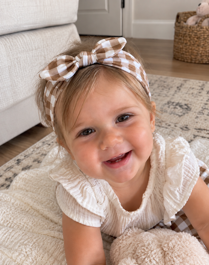 Brown Gingham Headband