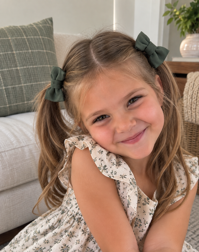 Forest Green Bow Clips