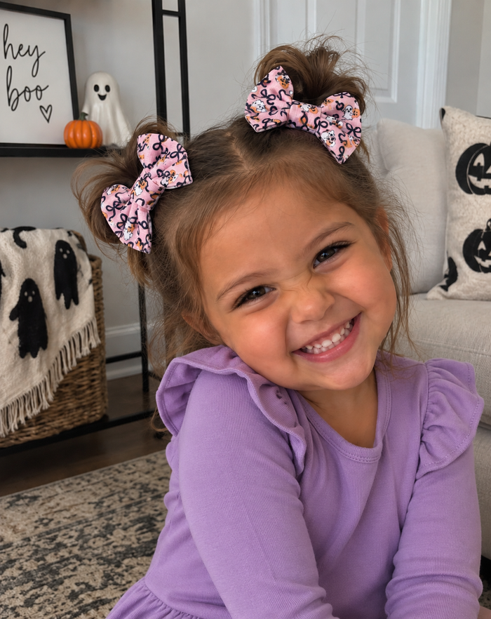 Ghost & Pumpkin Bow Clips