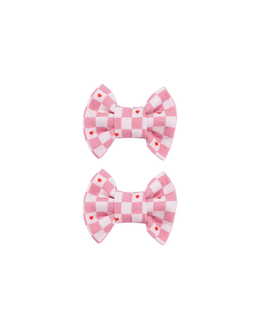 Checkered Sweetheart Bow Clips