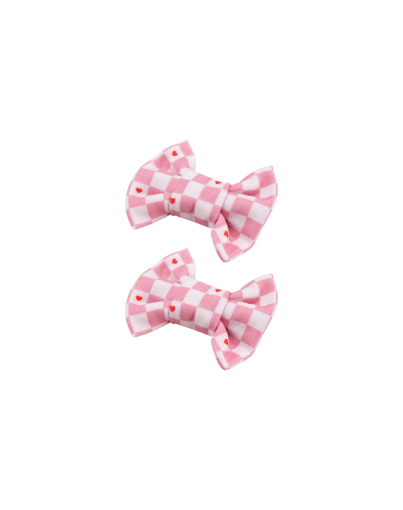 Checkered Sweetheart Bow Clips