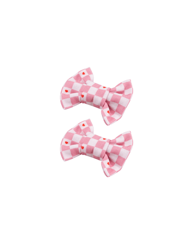 Checkered Sweetheart Bow Clips
