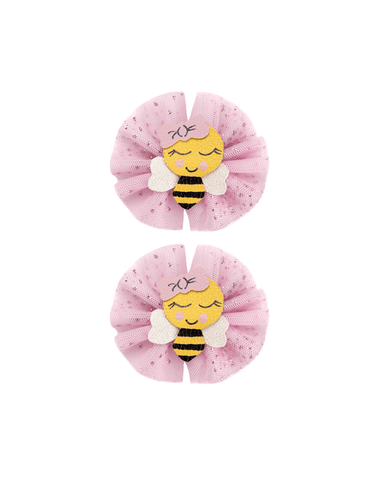 Bumble Bee Tulle Bow Clips