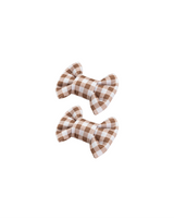 Brown Gingham Bow Clips