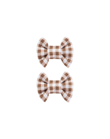 Brown Gingham Bow Clips