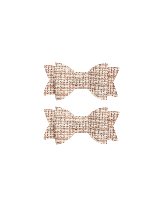 Faux Tweed Bow Clips