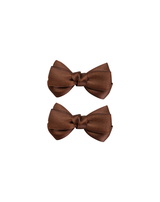 Chocolate Satin Bow Clips