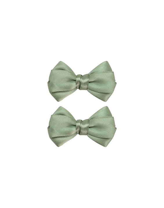 Sage Green Satin Bow Clips