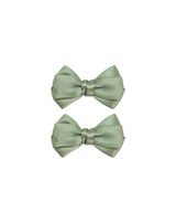 Sage Green Satin Bow Clips