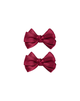 Burgundy Satin Bow Clips
