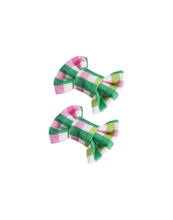 Garden Gingham Bow Clips