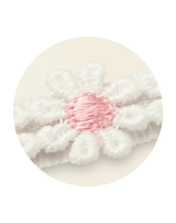 Embroidered Pink Flower Bow Clips