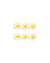 Embroidered Yellow Flower Bow Clips