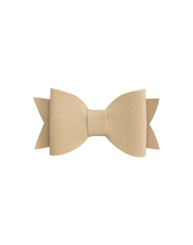 Vanilla Oak Faux Leather Bow Clip
