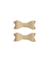 Vanilla Oak Faux Leather Bow Clips