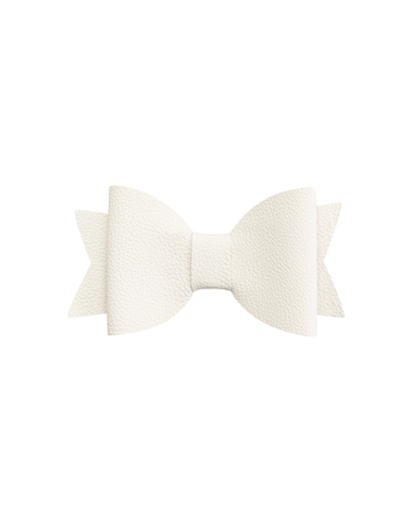 Celeste Cream Faux Leather Bow Clip