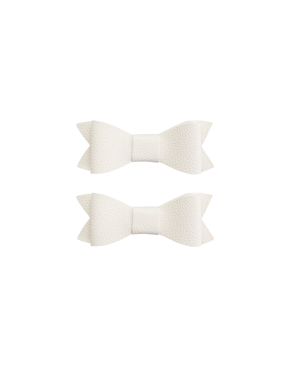 Celeste Cream Faux Leather Bow Clips