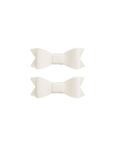 Celeste Cream Faux Leather Bow Clips