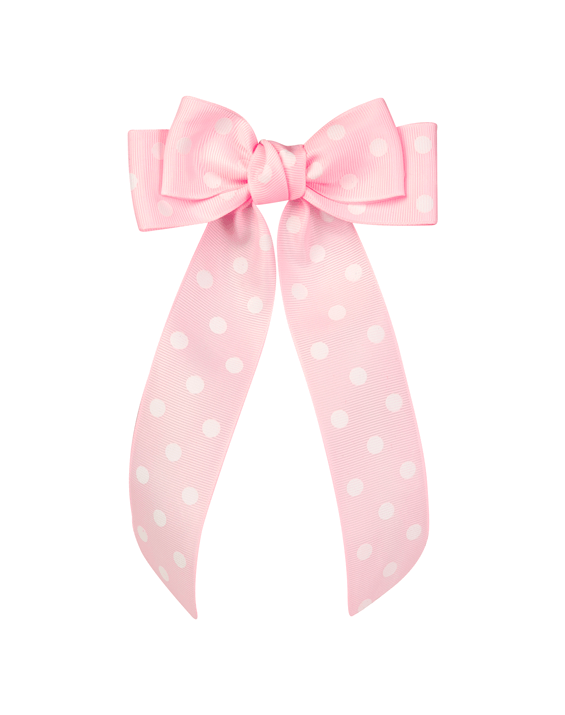Pink Minnie Polka Dot Long Tail Hair Bow