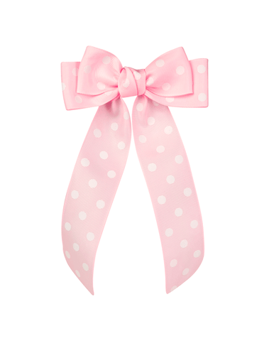 Pink Minnie Polka Dot Long Tail Hair Bow