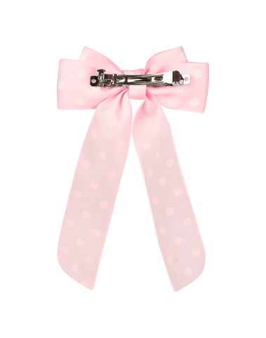 Pink Minnie Polka Dot Long Tail Hair Bow